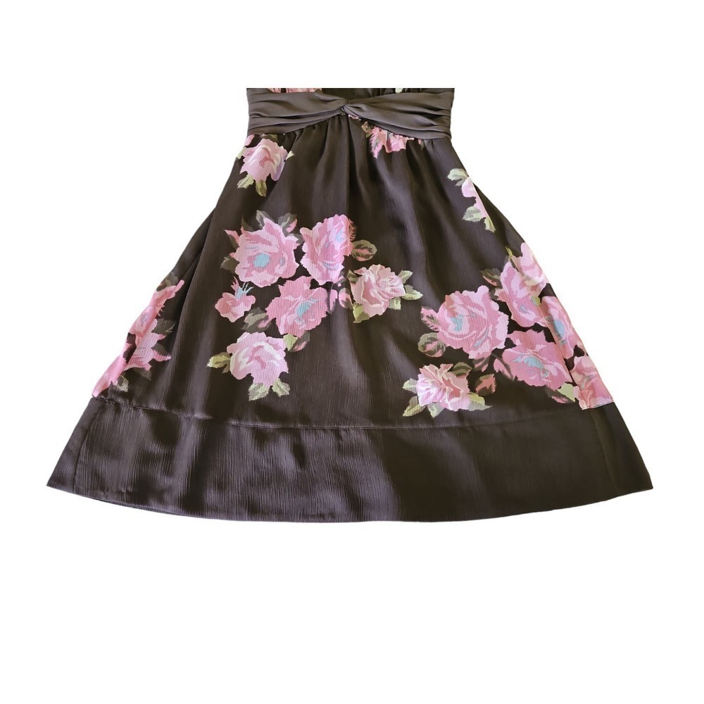 The Limited Dress Womens 0 Brown Pink Floral Rose V-Neck Empire Waist Sleeveless - Picture 4 of 8